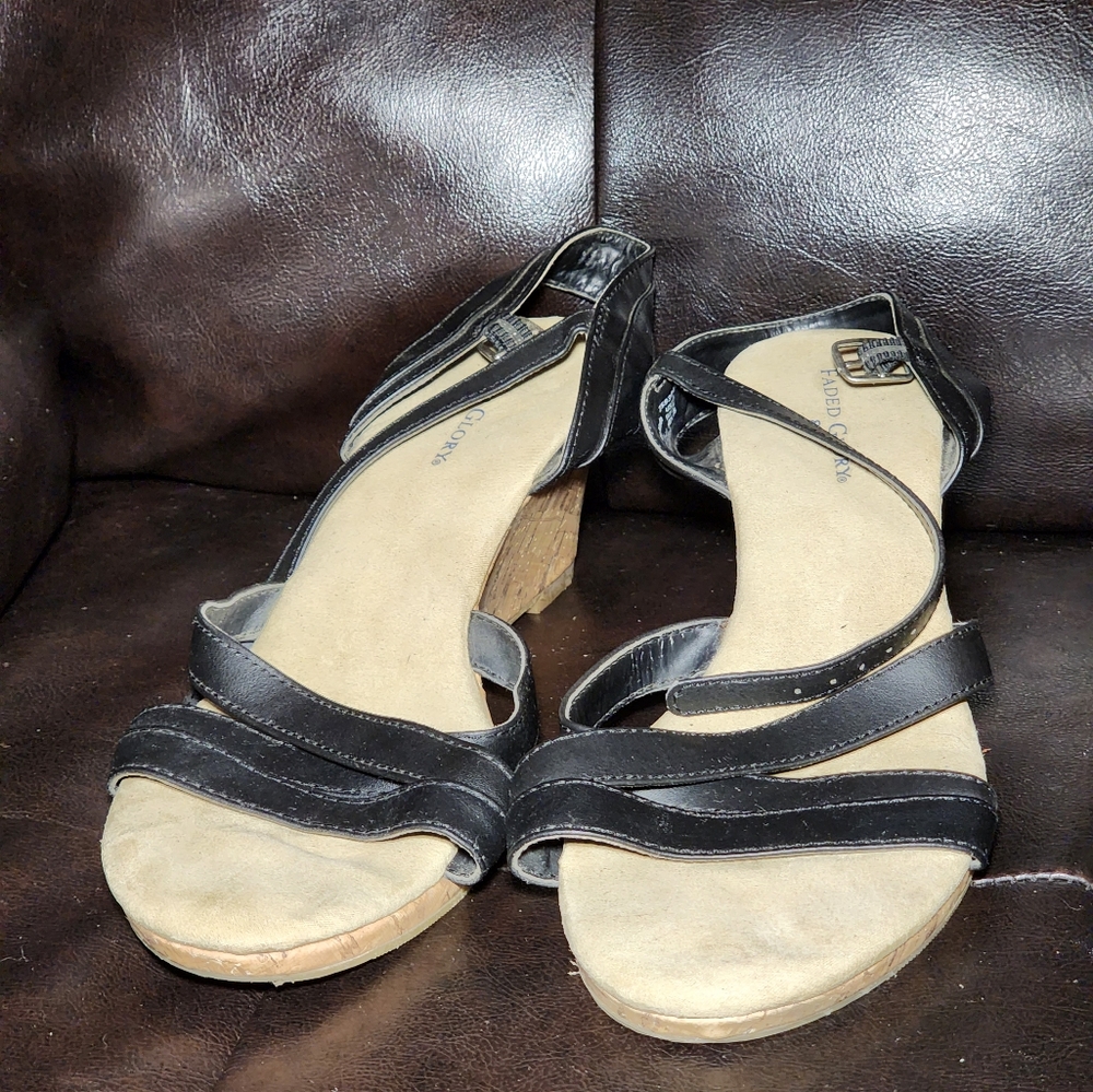 Faded Glory Black Wedge Heels size 8